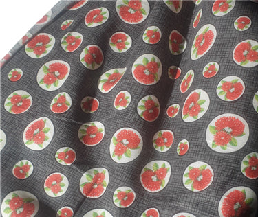 pohutukawa grey red cotton fabric new vintage fabric nz planet retro nz 2