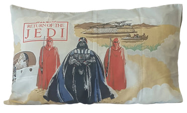 Vintage 1983 Star Wars Return of the Jedi double-sided cotton pillowcase featuring Darth Vader and Jabba’s Sail Barge artwork