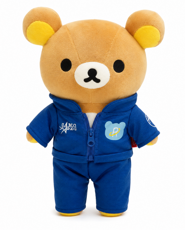 San-X Rilakkuma JAXA astronaut plush wearing a blue JAXA training suit
