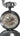 Silver pocket watch with 'Alice in Wonderland' design on a white background