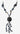 Black beaded necklace with a large central bead on a light background