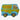 A toy or model of 'The Mystery Machine' van, featuring a light blue body with yellow flower decals, a yellow side panel with 'THE MYSTERY MACHINE' text, and cartoon characters in the window, displayed on a white textured fabric background.
