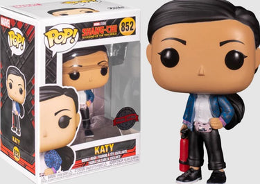 A Funko Pop vinyl figure of Katy from Marvel's Shang-Chi and the Legend of the Ten Rings, model #852, with the figure displayed next to its packaging.