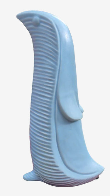 Sky blue modernist ceramic penguin front view