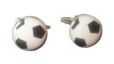 Soccer ball cufflinks on a white background