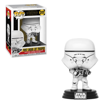 Funko Pop vinyl figure of the Star Wars First Order Jet Trooper, model number 317, displayed with its packaging box.