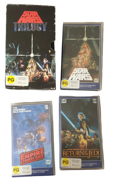 Star Wars Original Trilogy VHS box set pre-Special Edition 1990s release – Empire Strikes Back and Return of the Jedi working, A New Hope audio issue noted