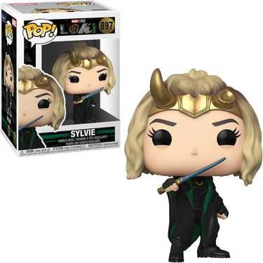 Funko Pop! vinyl figure of Sylvie from Marvel's Loki with packaging in the background. Planet Retro NZ