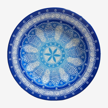 Turkish blue and white ceramic wall plate front view - Planet Retro NZ