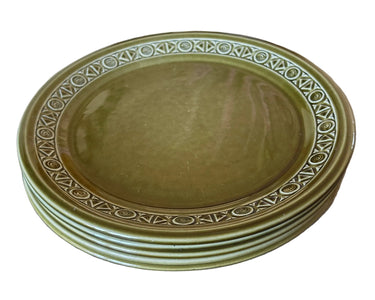 Beswick Zorba vintage dinnerware in olive green with distinctive geometric pattern