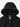 Close-up of a black hooded jacket with a dark faux-fur trimmed hood and a visible Virgo label inside the collar, shown on a light gray background.