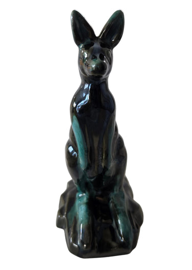 Vintage Blue Mountain Pottery green kangaroo ceramic figurine, original product photograph 1