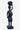 Vintage carved wooden African female figure carrying a baby and basket, black decorative sculptural object.