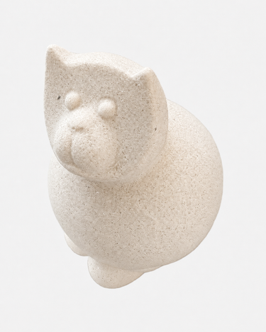 Vintage Marbell Belgian stone cat sculpture with matte speckled finish