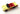 Yellow toy convertible car with red interior on a white background