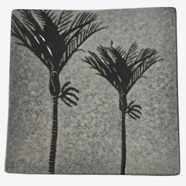 Large vintage Painted Pacific Pottery NZ nikau palm platter by Charlie Seakins