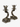Pair of vintage ornate metal candlesticks with sculpted roses, floral bases and flower-shaped candle holders.