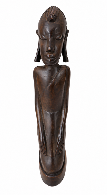 Vintage Tanganyika hand-carved wooden figure front view