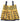 Knitted costume with yellow body and gray polka dots on a white background