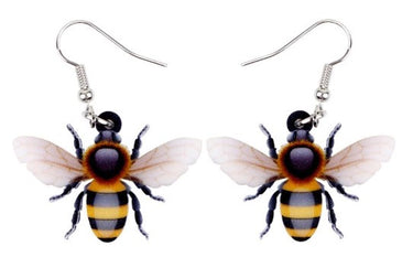 Bee Acrylic Hook Earrings - Planet Retro
