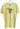 A yellow t-shirt with the image of the character Grogu from Star Wars The Mandalorian, wearing a helmet and holding a cup.