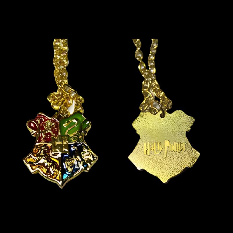 Harry Potter Gold Hogwarts Crest Necklace Planet Retro