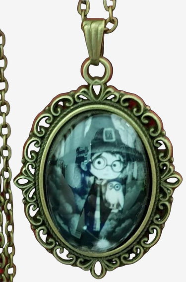Harry Potter & Hedwig Owl Oval Dome Necklace planet retro nz
