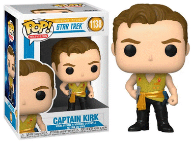Captain James T Kirk No. 1138 Star Trek Funko Pop vinyl figure in box, available from Planet Retro NZ.
