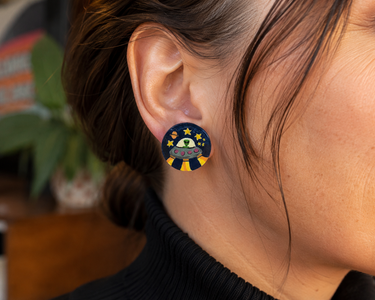 Handmade Alien UFO Clip-On Earrings