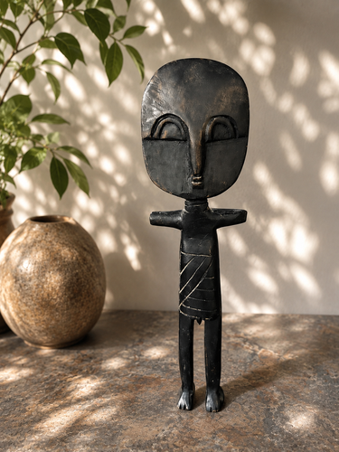 African Akuaba-Style Fertility Figure Wood Carving 31cm