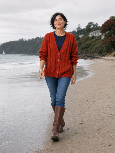 Vintage Pauls NZ Knit Cardigan – Rust Orange (Sm)