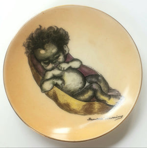 1950s Vintage Brownie Downing Australia Plate - Sleeping Baby New Vintage Homeware Planet Retro NZ