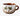Small brown cream and grey ceramic cup with raised coconut palm tree motif