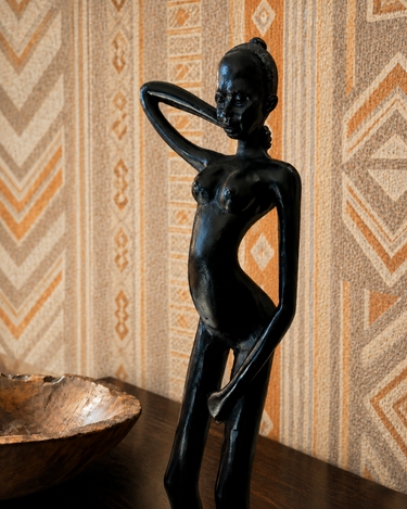 Vintage African Black Resin Nude Female Figure