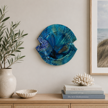 Gaeleen Morley NZ Lagoon Series Studio Pottery Bowl / Wall Platter