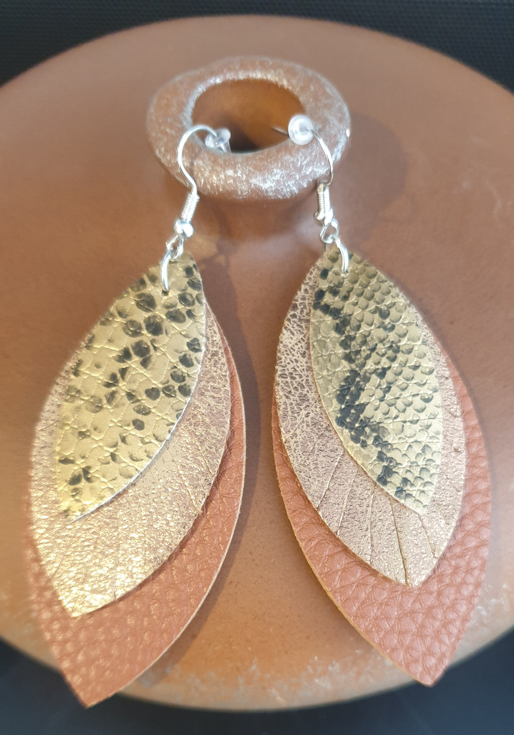 PU Leather Earrings - 70s Inspired Autumn Leaves