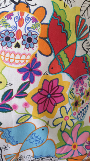 Sugar Skulls & Birds Handmade Cushion Cover