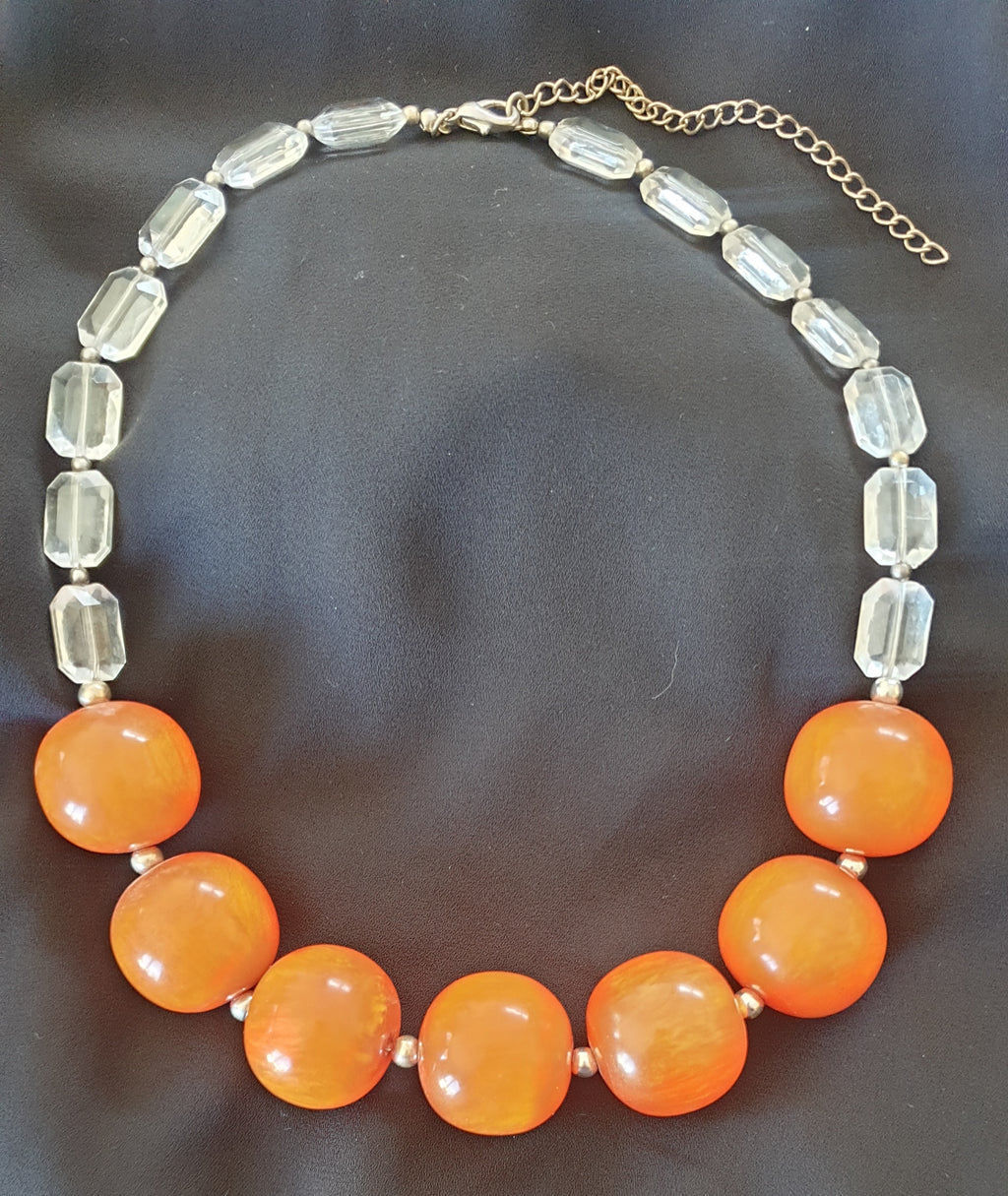 Vintage - Orange Lucite Chunky Bead Necklace