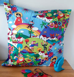 Dia de los Muertos Folk Art Handmade Cushion Cover 50cm