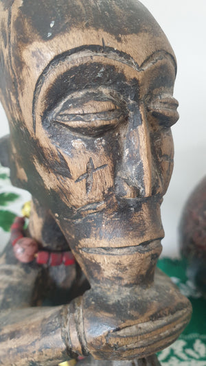 Vintage Carved Wooden Thinking Man (African?)