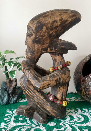 Vintage Carved Wooden Thinking Man (African?)