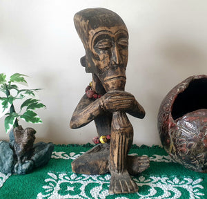 Vintage Carved Wooden Thinking Man (African?)