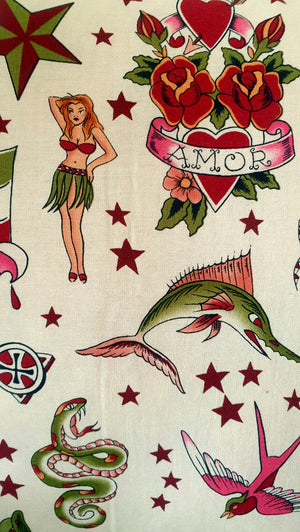 Sailor Jerry Tattoo Style Handmade Cushion Cover