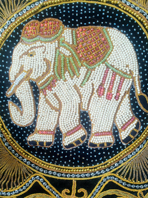 Vintage - Ethnic Beaded Thai Elephant Cushion Cover