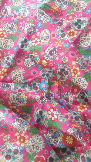 SALE Fabric - Pink Sugar Skulls (UK)