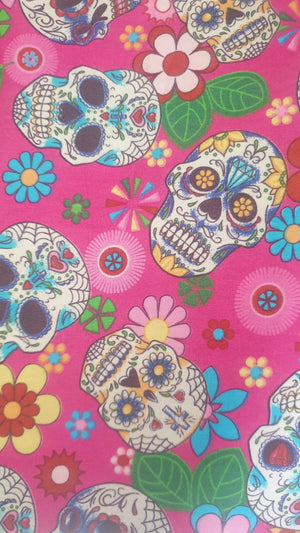 SALE Fabric - Pink Sugar Skulls (UK)