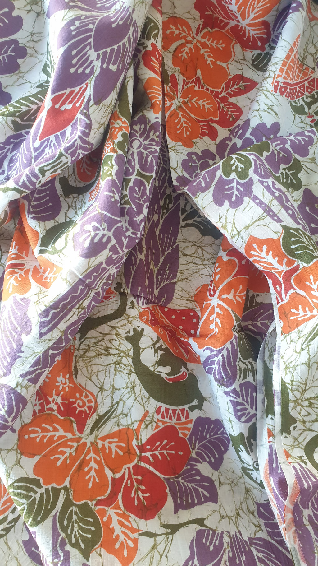 Vintage Indonesian Orange & Purple Cotton 3.5m