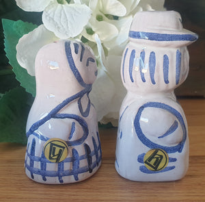 Vintage Polish Pottery Couple Salt & Pepper Set