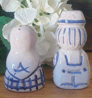 Vintage Polish Pottery Couple Salt & Pepper Set