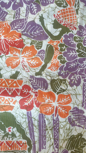 Vintage Indonesian Orange & Purple Cotton 3.5m